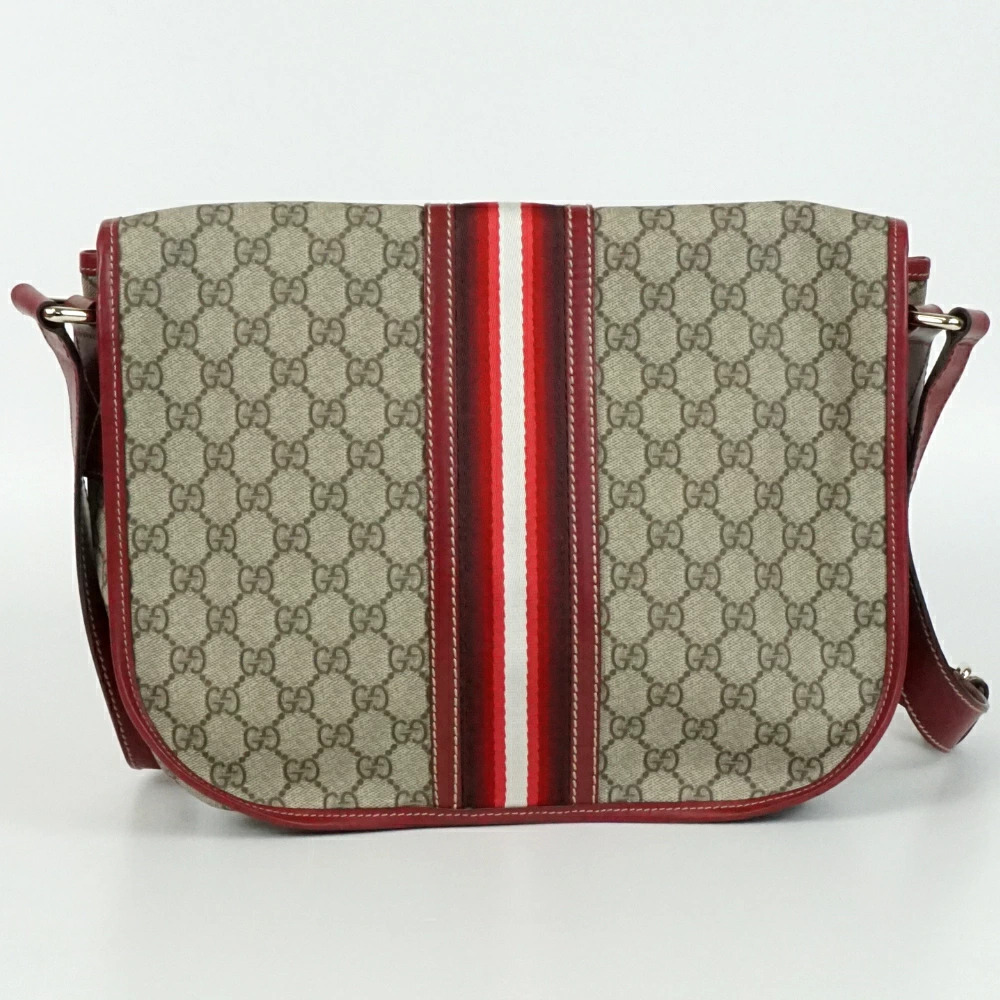 Gucci Shoulder Bag Beige Cream x Bordeaux Purple Brown Red GG Crossbody